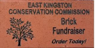 A brick with a tree and the words "East Kingston Conservation Commission Brick Fundraiser"