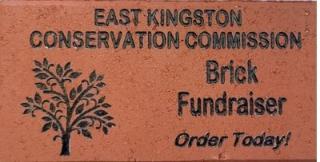 A brick with a tree and the words "East Kingston Conservation Commission Brick Fundraiser"
