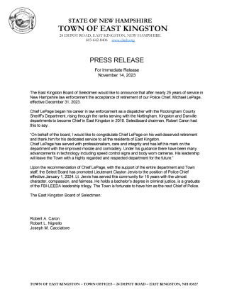 Police Chief Announcement 