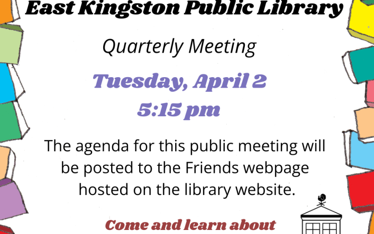 Friends of the Library Quarterly Meeting 4/2/24 @ 5:15 pm, EKPL