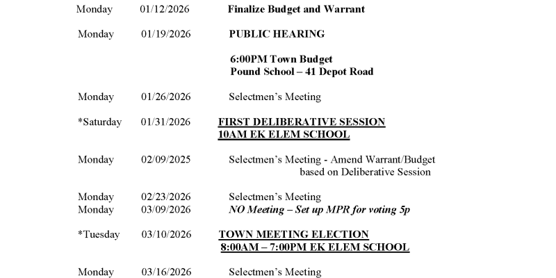 meeting schedule